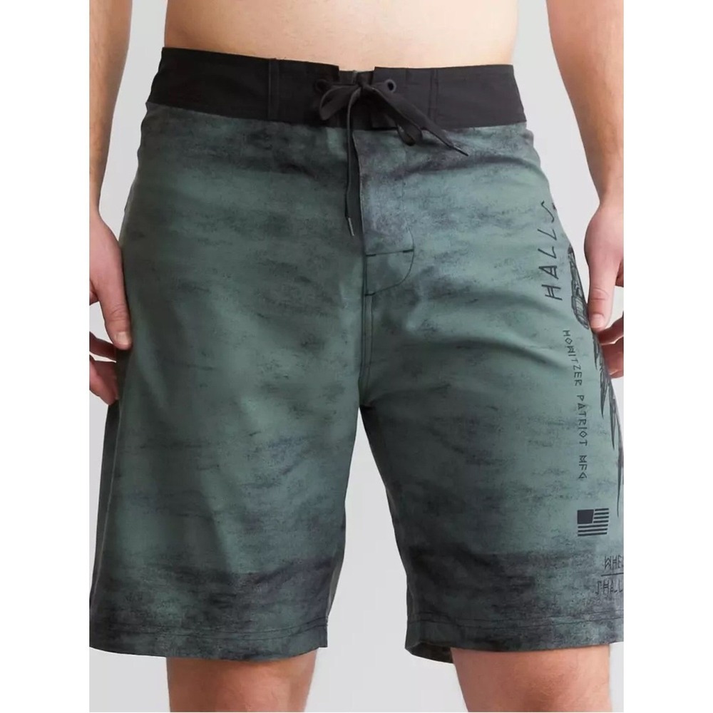 HOWITZER Halls Boardshort Size 42 Swim Trunk Shorts Army Green Unlined‎ Beach